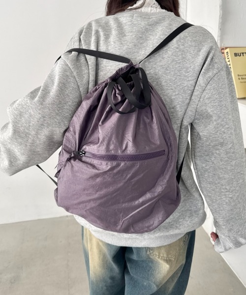 SOLLON.(ソルロン)の「フロントファスナーナイロンナップサック(バックパック/リュック・レディース・ブラック/ライトブルー/パープル/イエロー・FREE)」の22枚目の写真