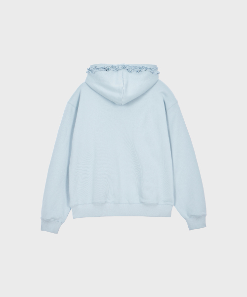 BLUELEA ブルレア Zip up hoodie パーカー Frill Hoodie Zip-up (Light Blue)（パーカー）｜ALKI ALKA