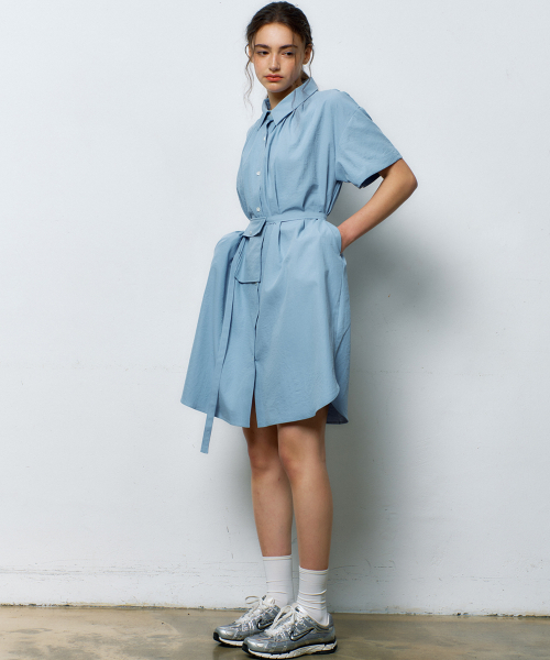 manavis7（マナビスセブン）の「マル ロングシャツワンピース[ソラ]（ワンピース・レディース・スカイブルー・FREE）」の3枚目の写真