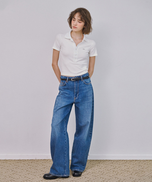MARROT（マロット）の「スリムボタンカラーTシャツ_ホワイト（ポロシャツ・レディース・アイボリー・MEDIUM/SMALL）」の2枚目の写真