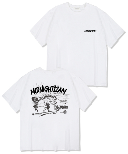 MIDNIGHT12AM(ミッドナイト12エーエム)の「ミッドナイトサーファー オーバーサイズ 半袖Tシャツ ホワイト(Tシャツ/カットソー・メンズ・その他・LARGE/X-LARGE/XX-LARGE)」の1枚目の写真