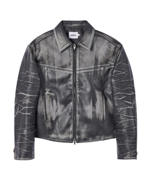 AKECII（アケシ）の「ラスティウォッシュドレザージャケット_ブラック（ライダースジャケット）」