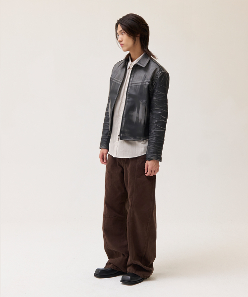 AKECII（アケシ）の「ラスティウォッシュドレザージャケット_ブラック（ライダースジャケット・メンズ・その他・MEDIUM/LARGE）」の5枚目の写真