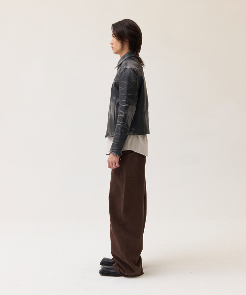 AKECII（アケシ）の「ラスティウォッシュドレザージャケット_ブラック（ライダースジャケット・メンズ・その他・MEDIUM/LARGE）」の6枚目の写真