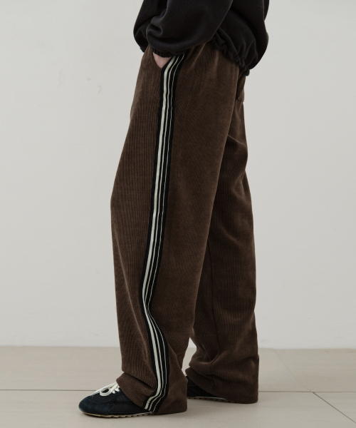 W/エッセンシャルライントラックコーデュロイワイドパンツ_BROWN(W25-PT34)