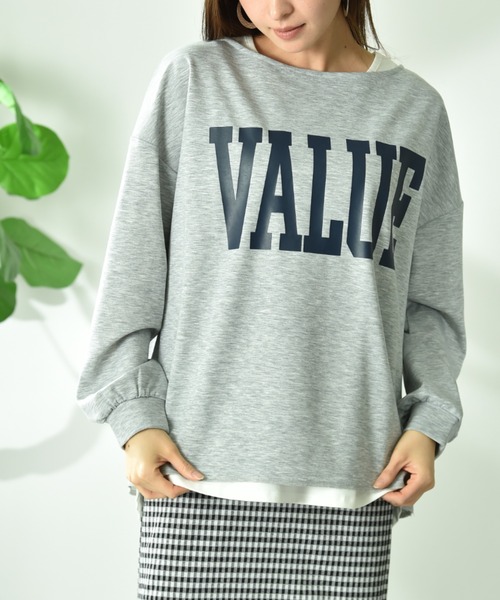 INTERPLANET(インタープラネット)の「TCダンボールロゴプルオーバー(Tシャツ/カットソー・レディース・グレー/ピンク/ネイビー・FREE)」の1枚目の写真