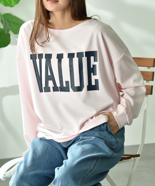 INTERPLANET(インタープラネット)の「TCダンボールロゴプルオーバー(Tシャツ/カットソー・レディース・グレー/ピンク/ネイビー・FREE)」の4枚目の写真