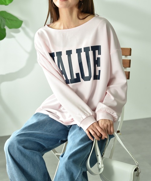 INTERPLANET(インタープラネット)の「TCダンボールロゴプルオーバー(Tシャツ/カットソー・レディース・グレー/ピンク/ネイビー・FREE)」の5枚目の写真