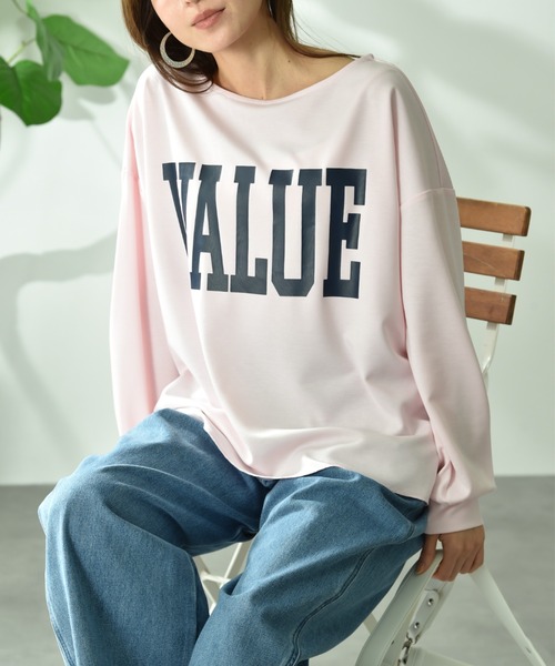 INTERPLANET(インタープラネット)の「TCダンボールロゴプルオーバー(Tシャツ/カットソー・レディース・グレー/ピンク/ネイビー・FREE)」の6枚目の写真