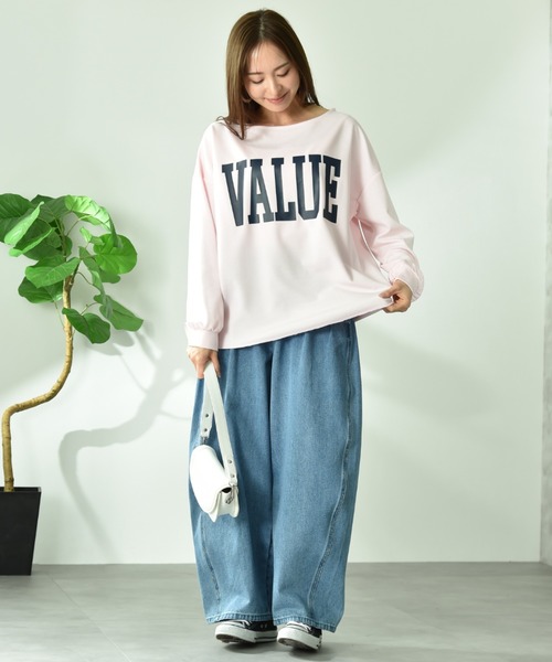 INTERPLANET(インタープラネット)の「TCダンボールロゴプルオーバー(Tシャツ/カットソー・レディース・グレー/ピンク/ネイビー・FREE)」の7枚目の写真