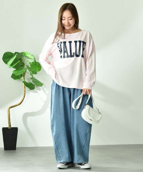 INTERPLANET(インタープラネット)の「TCダンボールロゴプルオーバー(Tシャツ/カットソー・レディース・グレー/ピンク/ネイビー・FREE)」の9枚目の写真