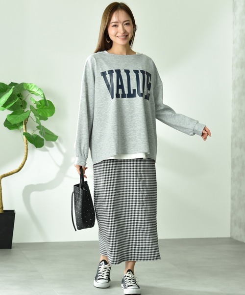 INTERPLANET(インタープラネット)の「TCダンボールロゴプルオーバー(Tシャツ/カットソー・レディース・グレー/ピンク/ネイビー・FREE)」の12枚目の写真