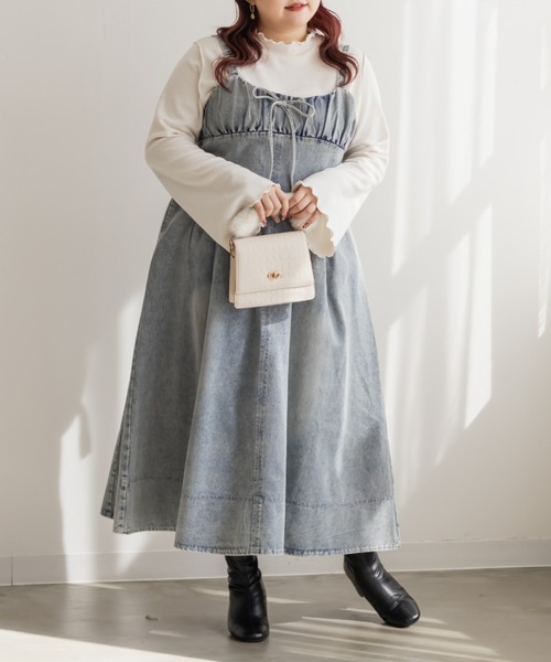 CLETTE(クレット)の「CLETTEオリジナルビスチェ風デニムワンピース(ワンピース・レディース・ブラック/サックスブルー/ブルー・4L/3L/LL)」の3枚目の写真