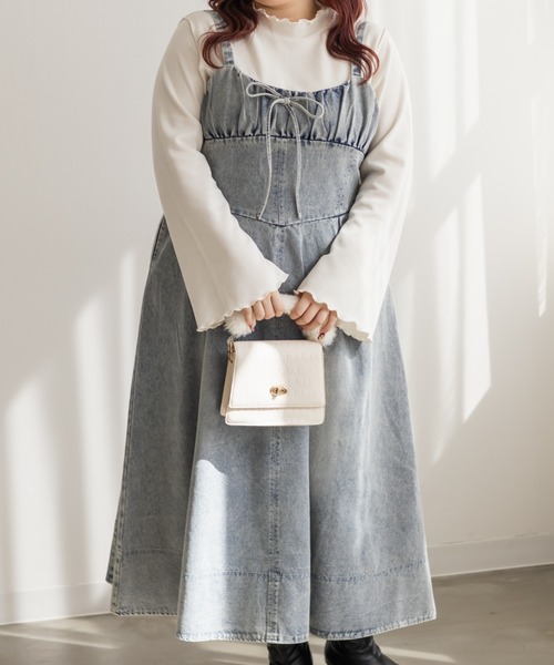 CLETTE(クレット)の「CLETTEオリジナルビスチェ風デニムワンピース(ワンピース・レディース・ブラック/サックスブルー/ブルー・4L/3L/LL)」の7枚目の写真