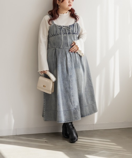 CLETTE(クレット)の「CLETTEオリジナルビスチェ風デニムワンピース(ワンピース・レディース・ブラック/サックスブルー/ブルー・4L/3L/LL)」の9枚目の写真