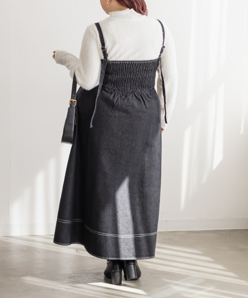 CLETTE(クレット)の「CLETTEオリジナルビスチェ風デニムワンピース(ワンピース・レディース・ブラック/サックスブルー/ブルー・4L/3L/LL)」の6枚目の写真