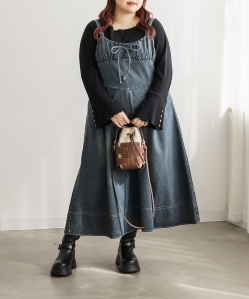 CLETTE(クレット)の「CLETTEオリジナルビスチェ風デニムワンピース(ワンピース・レディース・ブラック/サックスブルー/ブルー・4L/3L/LL)」の10枚目の写真