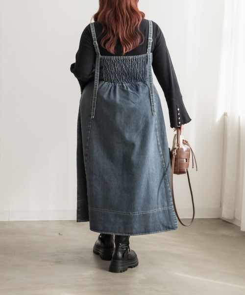 CLETTE(クレット)の「CLETTEオリジナルビスチェ風デニムワンピース(ワンピース・レディース・ブラック/サックスブルー/ブルー・4L/3L/LL)」の11枚目の写真