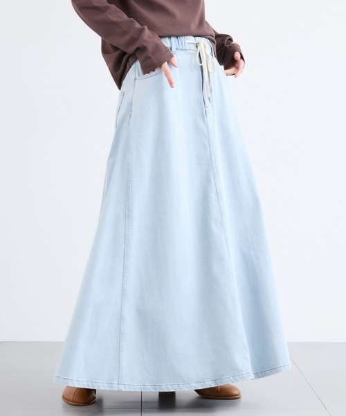BARNYARDSTORM（バンヤードストーム）の「BARNYARDSTORM / カットデニムマキシスカート / ハンドウォッシャブル【WEB限定】（スカート・レディース・ベージュ/インディゴブルー/ブルー系1・S/M）」の3枚目の写真