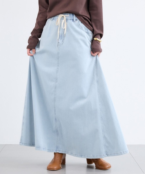 BARNYARDSTORM（バンヤードストーム）の「BARNYARDSTORM / カットデニムマキシスカート / ハンドウォッシャブル【WEB限定】（スカート・レディース・ベージュ/インディゴブルー/ブルー系1・S/M）」の5枚目の写真