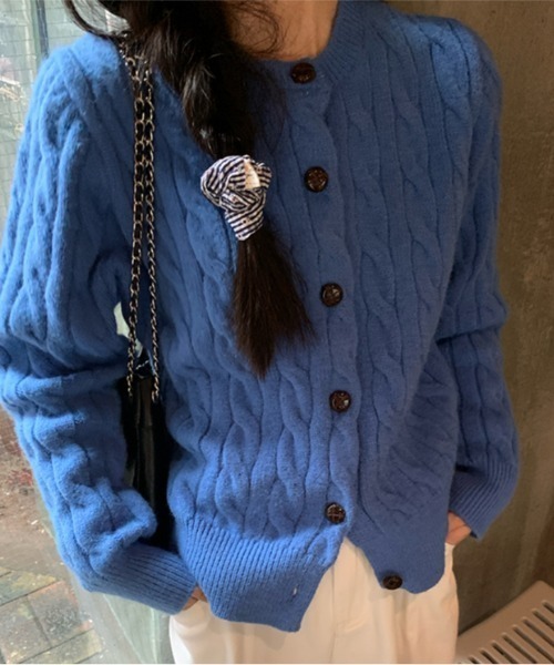 Vipoa(ヴィポア)の「simple knit cardigan(カーディガン/ボレロ・レディース・ブルー/グレー/ブラウン/カーキ/ネイビー・FREE)」の5枚目の写真