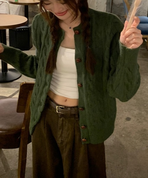 Vipoa(ヴィポア)の「simple knit cardigan(カーディガン/ボレロ・レディース・ブルー/グレー/ブラウン/カーキ/ネイビー・FREE)」の7枚目の写真