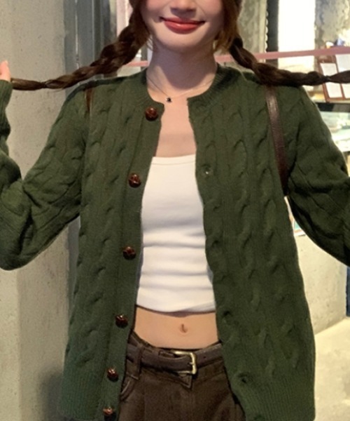 Vipoa(ヴィポア)の「simple knit cardigan(カーディガン/ボレロ・レディース・ブルー/グレー/ブラウン/カーキ/ネイビー・FREE)」の9枚目の写真