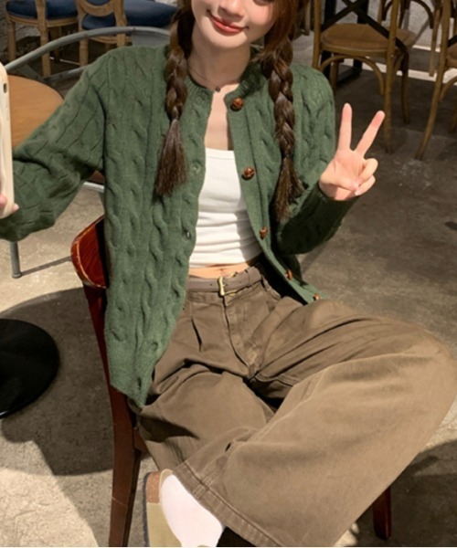Vipoa(ヴィポア)の「simple knit cardigan(カーディガン/ボレロ・レディース・ブルー/グレー/ブラウン/カーキ/ネイビー・FREE)」の11枚目の写真