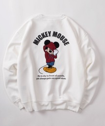 【71】【Disney/ディズニー】ミッキーマウス リップルダンボール アップリケ サガラ刺繍 スウェット/メンズ/レディース/ユニセックス