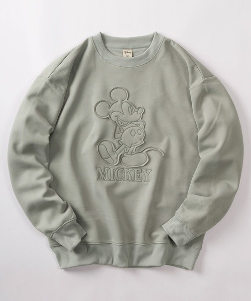 Disney(ディズニー)の「【71】【Disney/ディズニー】ミッキーマウス リップルダンボール アップリケ サガラ刺繍 スウェット/メンズ/レディース/ユニセックス(スウェット・レディース・ライトグリーン/ブラック/アッシュグレー/チャコールグレー/オフホワイト/ブラウン・XL/M/L)」の6枚目の写真