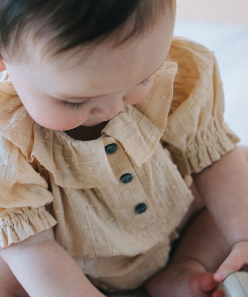 こども ビームス(コドモビームス)の「ベビー パフスリーブ ロンパース 2026SS(70~80cm)(ロンパース・キッズ・オレンジ系その他4/ケリーグリーン・70/80)」の1枚目の写真