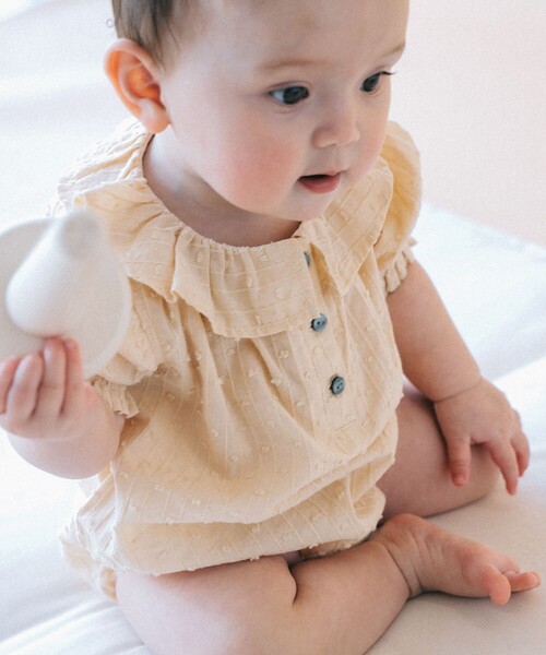 こども ビームス(コドモビームス)の「ベビー パフスリーブ ロンパース 2026SS(70~80cm)(ロンパース・キッズ・オレンジ系その他4/ケリーグリーン・70/80)」の4枚目の写真
