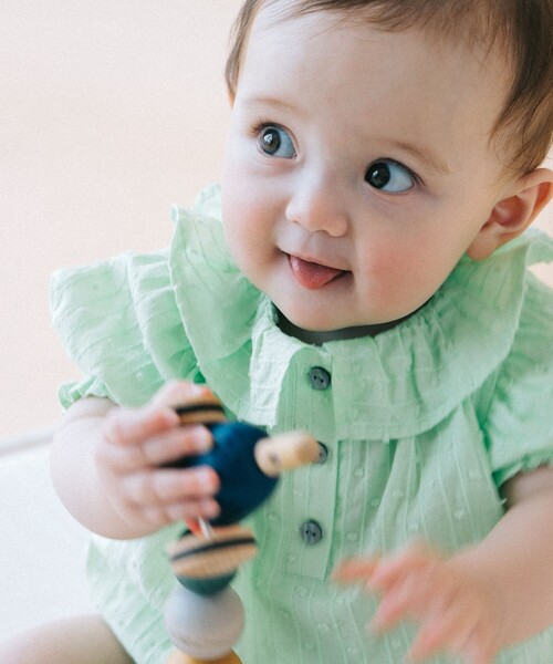 こども ビームス(コドモビームス)の「ベビー パフスリーブ ロンパース 2026SS(70~80cm)(ロンパース・キッズ・オレンジ系その他4/ケリーグリーン・70/80)」の6枚目の写真