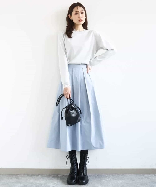 MK MICHEL KLEIN(エムケーミッシェルクラン)の「レースデザインコンパクトニット/洗える(ニット/セーター・レディース・ネイビー/ライトグレー・38)」の20枚目の写真