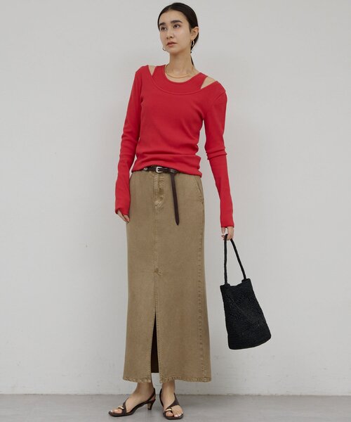 GALLARDAGALANTE（ガリャルダガランテ）の「【前後2WAY】ハイツイストリブロンTee（Tシャツ/カットソー・レディース・レッド/ホワイト/ブラック・FREE）」の14枚目の写真