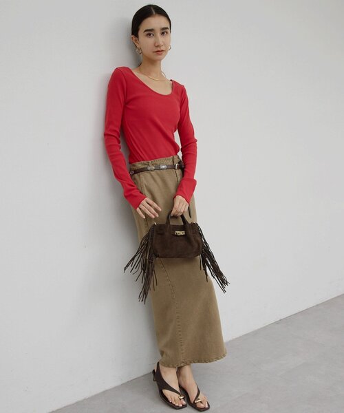 GALLARDAGALANTE（ガリャルダガランテ）の「【前後2WAY】ハイツイストリブロンTee（Tシャツ/カットソー・レディース・レッド/ホワイト/ブラック・FREE）」の18枚目の写真