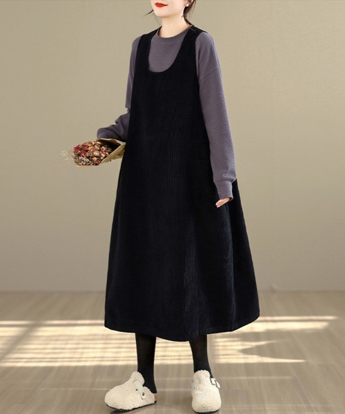 ONEP STAR(ワンピスター)の「コーデュロイジャンパースカート(ジャンパースカート・レディース・ブラック/ブラウン・X-LARGE/XX-LARGE)」の4枚目の写真