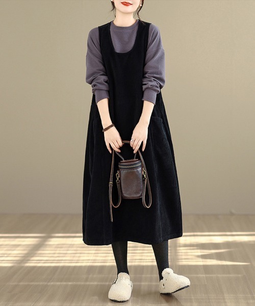 ONEP STAR(ワンピスター)の「コーデュロイジャンパースカート(ジャンパースカート・レディース・ブラック/ブラウン・X-LARGE/XX-LARGE)」の5枚目の写真
