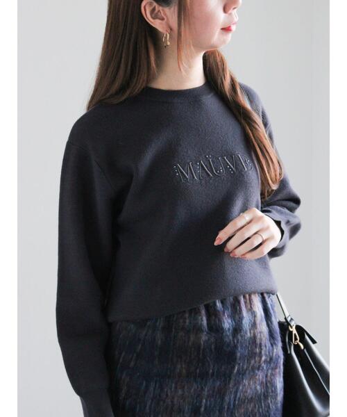 Te chichi（テチチ）の「パール&ウレタン刺繍ロゴニット（ニット/セーター・レディース・チャコールグレー/オフホワイト・F）」の5枚目の写真