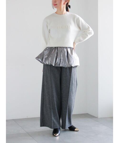 Te chichi（テチチ）の「パール&ウレタン刺繍ロゴニット（ニット/セーター・レディース・チャコールグレー/オフホワイト・F）」の6枚目の写真