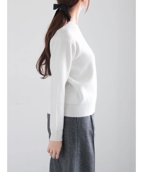 Te chichi（テチチ）の「パール&ウレタン刺繍ロゴニット（ニット/セーター・レディース・チャコールグレー/オフホワイト・F）」の8枚目の写真