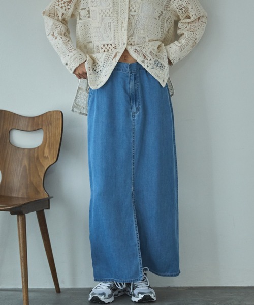 Doux archives（ドゥアルシーヴ）の「セルロースソフトスカート（スカート・レディース・サックスブルー/アイボリー/グレー・FREE）」の3枚目の写真