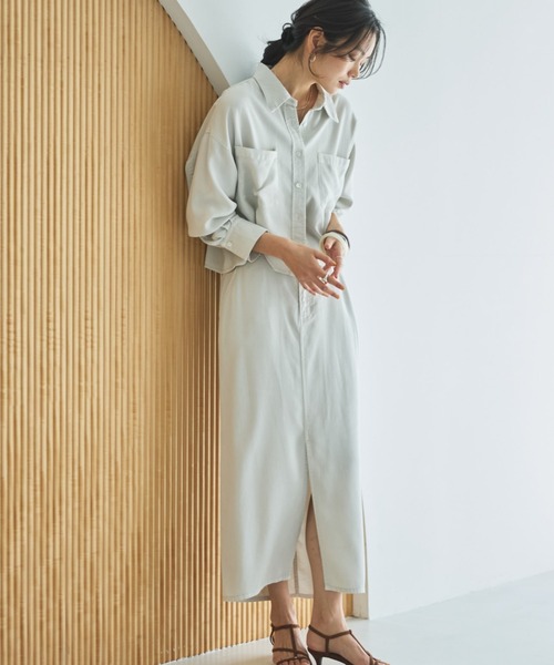 Doux archives（ドゥアルシーヴ）の「セルロースソフトスカート（スカート・レディース・サックスブルー/アイボリー/グレー・FREE）」の14枚目の写真