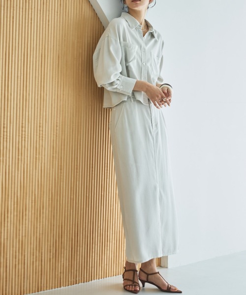 Doux archives（ドゥアルシーヴ）の「セルロースソフトスカート（スカート・レディース・サックスブルー/アイボリー/グレー・FREE）」の15枚目の写真