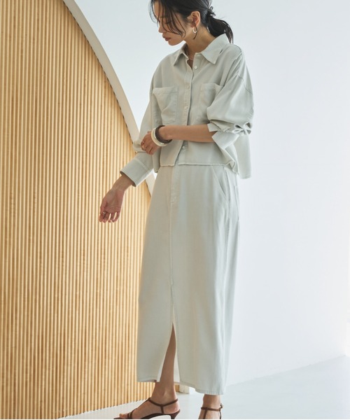 Doux archives（ドゥアルシーヴ）の「セルロースソフトスカート（スカート・レディース・サックスブルー/アイボリー/グレー・FREE）」の16枚目の写真