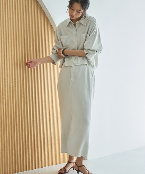 Doux archives（ドゥアルシーヴ）の「セルロースソフトスカート（スカート・レディース・サックスブルー/アイボリー/グレー・FREE）」の17枚目の写真