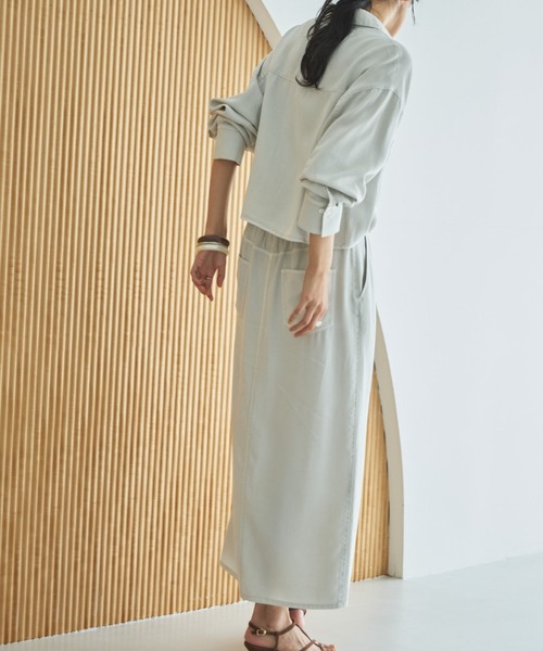 Doux archives（ドゥアルシーヴ）の「セルロースソフトスカート（スカート・レディース・サックスブルー/アイボリー/グレー・FREE）」の18枚目の写真