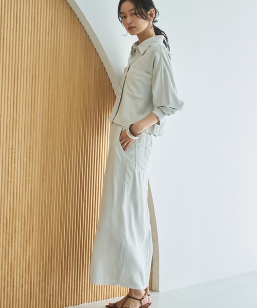 Doux archives（ドゥアルシーヴ）の「セルロースソフトスカート（スカート・レディース・サックスブルー/アイボリー/グレー・FREE）」の19枚目の写真