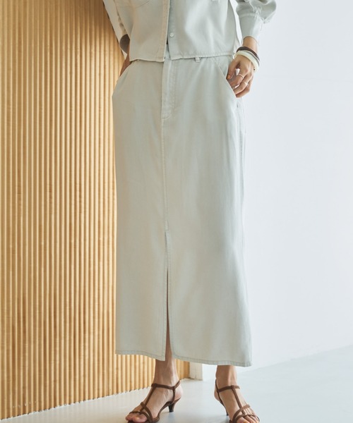 Doux archives（ドゥアルシーヴ）の「セルロースソフトスカート（スカート・レディース・サックスブルー/アイボリー/グレー・FREE）」の20枚目の写真