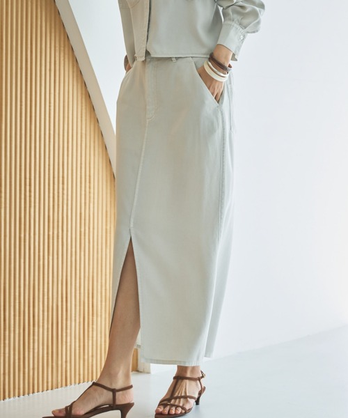 Doux archives（ドゥアルシーヴ）の「セルロースソフトスカート（スカート・レディース・サックスブルー/アイボリー/グレー・FREE）」の21枚目の写真